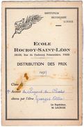 VP11.407 - PARIS 1939 - Ecole Rocroy - Saint - Léon - Distribution Des Prix - Elève George ALLO - Diplomas Y Calificaciones Escolares