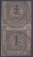 O 1851 Mi 1b Függőleges Pár / Vertical Pair (felső Bélyeg Felső Széléről A Felirat Levágva / Upper Stamp Cut Off The Top - Other & Unclassified