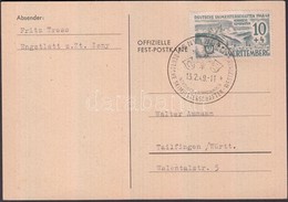 Württemberg 1949 Német Síbajnokság Képeslap Megfelelő Bélyeggel és Alkalmi Bélyegzéssel - Other & Unclassified