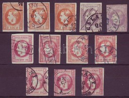 O 1868 3 X Mi 17 + 2 X Mi 18 + 7 X Mi 20 Típusok, Lemezhibák, Színváltozatok, Bélyegzések / Types, Plate Flaws, Colour S - Autres & Non Classés