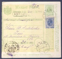 1907 Díjkiegészített Díjjegyes Pénzutalvány, Hátoldalán 2 X 5B Portóval / PS-money Order With Additional Franking, 2 X 5 - Other & Unclassified