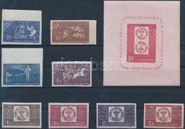 ** 1958 100 éves A Román Bélyeg Vágott Sor Mi 1750-1757 B + Blokk Mi 41 - Other & Unclassified