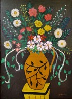 Bolmányi Jelzéssel: Virágcsendélet. Olaj, Farost, Keretben, 60×42 Cm - Autres & Non Classés