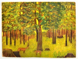 Dilinkó Jelzéssel: Szabályos Erdő. Olaj, Farost, 27×37 Cm - Autres & Non Classés
