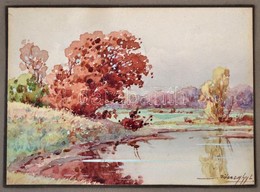 Diószeghy László (1877-1942): Vízpart. Akvarell, Papír, Jelzett, 11×15 Cm - Autres & Non Classés