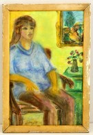 Gábor Jelzéssel: Ülő Nő. Pasztell, Papír, üvegezett Keretben, 49×31 Cm - Autres & Non Classés