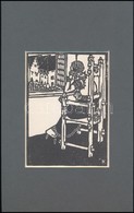 Kós Károly (1883-1977): Ábrándozó, Linómetszet, Papír, Jelzett, Paszpartuban, 16×11,5 Cm - Other & Unclassified