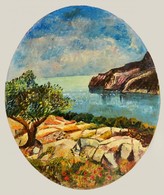 Jelzés Nélkül: Tengerpart, Olaj, Farost, 71×59,5 Cm - Autres & Non Classés