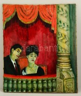 Jelzés Nélkül: Japán Pár Színházban. Olaj, Vászon. / Japanese Couple In Theater. Oil On Canvas. 85x70 Cm - Autres & Non Classés