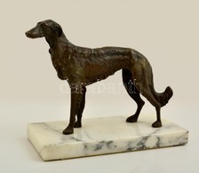 Jelzés Nélkül: Figyelő Agár. Bronz, Márvány Talapzaton, H:21 Cm, M:16 Cm - Autres & Non Classés