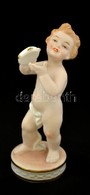 Schaubach Kunst Zenélő Puttó Figura, Kézzel Festett, Jelzett, Hibátlan, M:13 Cm/ Schaubach Kunst Putto Figure, Signed, P - Autres & Non Classés