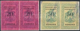 1921 Miskolc Lakáshivatali Illetékbélyeg 20K + 50K Párban 1-1 Oldalon Fogazatlanok (18.200) - Non Classés