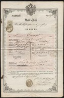 1855 Útlevél Szalónakhutai Lakos  Részére 6 Kr CM Okmánybélyeggel / Passport For Glasshütten Bei Schlaining In Burgenlan - Unclassified