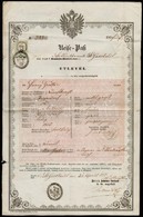 1856 Útlevél Magyar és Német Nyelvű 6kr CM Okmánybélyeggel  Várújafalui Illetőségű Személy Részére / 1856 Passport For H - Unclassified