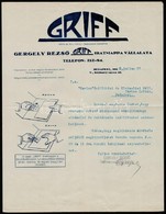 1925 Gergely Rezső Griff Iratmappa Vállalata Díszes Fejléces Levél,, 30x23 Cm - Unclassified