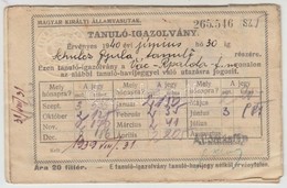 1939 Magyar Királyi Államvasutak által Kiállított Fényképes Tanuló Igazolvány - Non Classés