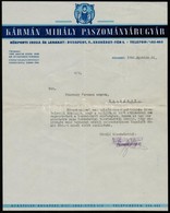 1942 Kármán Mihály Paszományárugyár Díszes Fejléces Levél, 29x23 Cm - Unclassified