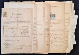 1869-1888 Vegyes Vasúti Témájú Papirrégiség Tétel, 17 Db,  Egy Részük Birschoff Gusztáv Részére, Szerződések, Bizonyítvá - Non Classés