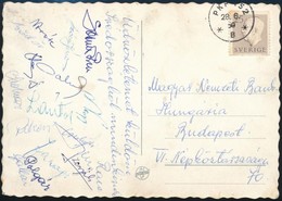 1969 Magyar Labdarúgók (Szőcs János, Polgár, Faragó, Stb.) Aláírásai Svédországból Küldött Levelezőlapon - Other & Unclassified