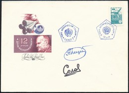 Vlagyimir Szolovjov (1946- ) és Leonyid Kizim (1941-2010) Szovjet űrhajósok Aláírásai Ukrán Emlékborítékon /

Signatures - Autres & Non Classés