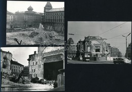 Cca 1965 Budapest, A Nemzeti Színház Bontása, 5 Db Vintage Fotó, 10x6 Cm és 9x13 Cm + Hozzáadva 1 Db Matricát A Színházr - Autres & Non Classés