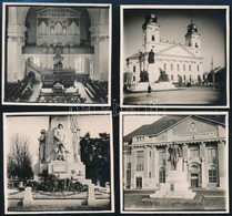 Cca 1930-1940 Debrecen (templom, Szobor, Egyetem), 4 Db Fotó, 6x6 Cm - Autres & Non Classés