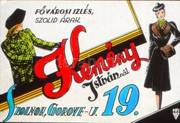 Cca 1947 Szolnok, Kemény István Reklámja Diapozitív Kép üveglemezen, 8x8 Cm - Autres & Non Classés