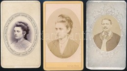 Cca 1868 Ovális Portrék, 3 Db Vizitkártya Méretű Fénykép, 10,5x6 Cm - Autres & Non Classés