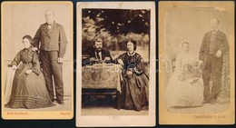 Cca 1866 Házaspárok, 3 Db Vizitkártya Méretű Fénykép, 10,5x6 Cm - Autres & Non Classés