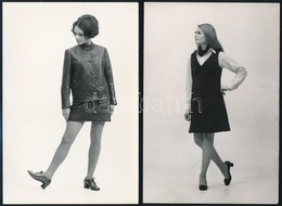1969 Divatos Bőrruházat, 4 Db Feliratozott Vintage Manöken Fotó, 17x12 Cm - Autres & Non Classés