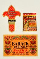 Cca 1930 3 Db Zwack Italcímke:Créme Bourbon Likőr, Gyöngyvér Gyümölcslikőr, Barack Pálinka 'Fütyülős' Védjeggyel, 7x5 és - Advertising