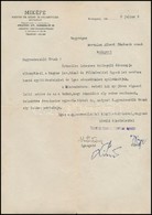 1948 Magyar Izraelita Kézmű- és Földművelési Egyesület (MIKÉFE) Levele Bertalan Albert Főmérnöknek, Pecséttel, Az Egyesü - Autres & Non Classés