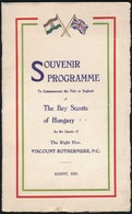 1929 A Lord Rothermere Meghívására Angliába Látogató Magyar Cserkészek Utazásának Programfüzete. Angol és Magyar Nyelven - Scouting