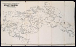 Cca 1941 A Magyar Királyi Államvasutak Közúti Gépkocsiüzem (MÁVAUT) Autóbuszvonalainak átnézeti Térképe és Vasúti Hálóza - Autres & Non Classés