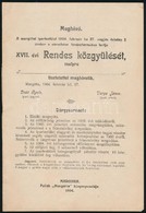 1904 Meghívó A Margittai Ipartestület Közgyűlésére 12p. - Non Classés