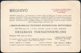 1908 A Magyarországi Testedző Egyesületek Szövetsége Meghívója Országos Tornaünnepélyre - Unclassified