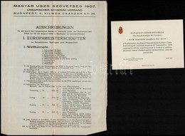1925-1926 Az úszó EB Német Nyelvű Programja + Polgármesteri Vacsorameghívó - Unclassified