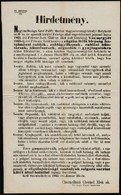 1865 Vas Megyei Rögtönítélő Bíróság Felállításáról Szóló Rendelet Kétnyelvű Hirdetménye, 34x21 Cm / Order About Stataria - Other & Unclassified