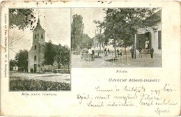 T3 1899 Albertirsa, Római Katolikus Templom, Fő Tér, Lewien és Társa üzlete és Saját Kiadása (kopott élek / Worn Edges) - Unclassified