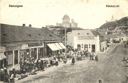 T2/T3 Esztergom, Rákóczi Tér, Piac árusokkal, Groszner B., Patriász Zsigmond és Marosi József és Fia üzlete. Groszner B. - Non Classés