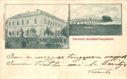 T2 ~1899 Fonyód, Balatonfonyód; Fürdősátor, Vasúti Szálloda. Kiadja Hotelier Vadkerty Szálloda - Non Classés