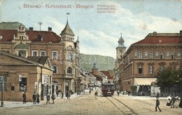 T2/T3 Brassó, Kronstadt, Brasov; Kolostor Utca, Városi Vasút, Templomok, üzletek, étterem / Street Viw With Urban Railwa - Unclassified