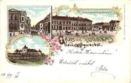 T2/T3 1899 Fogaras, Fagaras; Vár, Utcaképek / Castle, Streets. D. Thierfeld Floral Litho (EK) - Unclassified