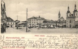 * T2 Marosvásárhely, Targu Mures; Fő Tér, Templom, Takarékpénztár, Bergel Mór üzlete / Main Square, Church, Shops, Savin - Non Classés