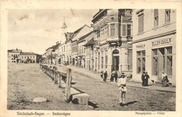 T2 Szászrégen, Reghin; Fő Tér, Fränkel A. és Elek Gyula üzlete / Main Square With Shops - Non Classés