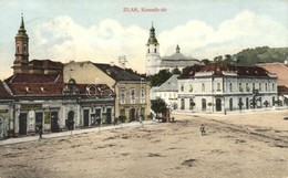 T2/T3 Zilah, Zalau; Kossuth Tér, Templomok, Dohány Nagy áruda, Seres Lajos, Seres Samu, Nagy Árpád, Éder M. és Fia és Pe - Non Classés