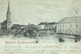 T2 1899 Érsekújvár, Nové Zamky; Kossuth Lajos Tér, Templom. Conlegner J és Fia Kiadása / Square With Church - Unclassified