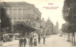 ** T1/T2 Kassa, Kosice; Kossuth Lajos Utca, Európa Szálloda, Piaci árusok / Street View, Hotel, Market Vendors - Unclassified