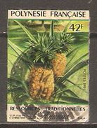 POLYNESIE  Française    -    1991 .    Y&T N° 374 Oblitéré.   Fruit  /  Ananas.   Adhésif Non Dentelé. - Gebraucht