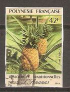 POLYNESIE  Française    -    1991 .    Y&T N° 374 Oblitéré.   Fruit  /  Ananas.   Adhésif Non Dentelé. - Used Stamps